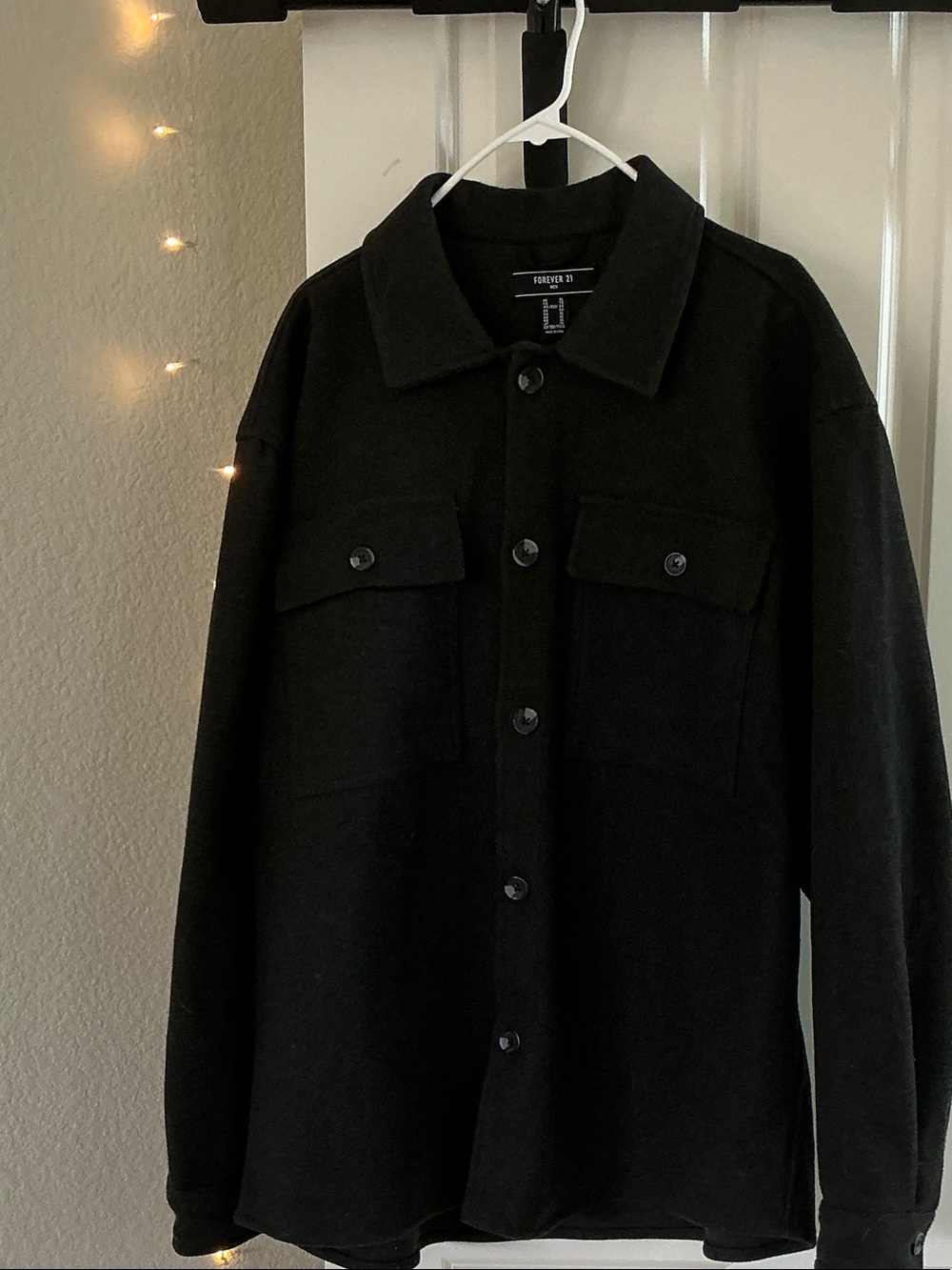 Forever 21 Men's Black Lightweight Shirt Jacket